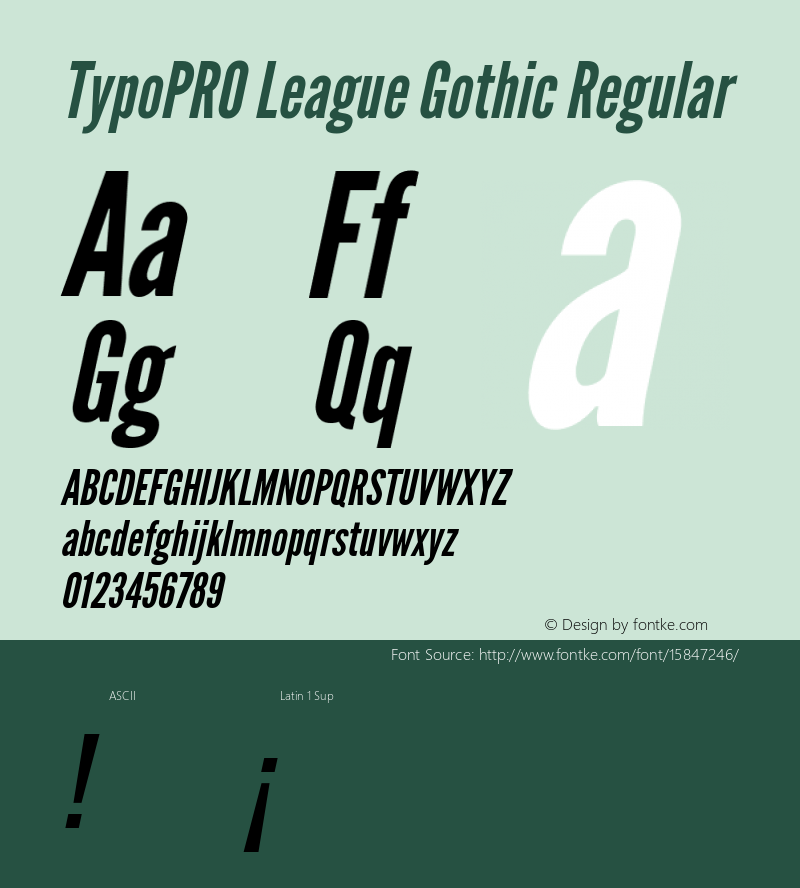 TypoPRO League Gothic Regular Version 1.001;PS 001.001;hotconv 1.0.56;makeotf.lib2.0.21325 Font Sample