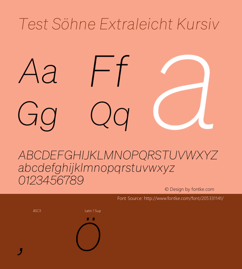 Test Söhne Extraleicht Kursiv Version 1.109;hotconv 1.0.116;makeotfexe 2.5.65601图片样张