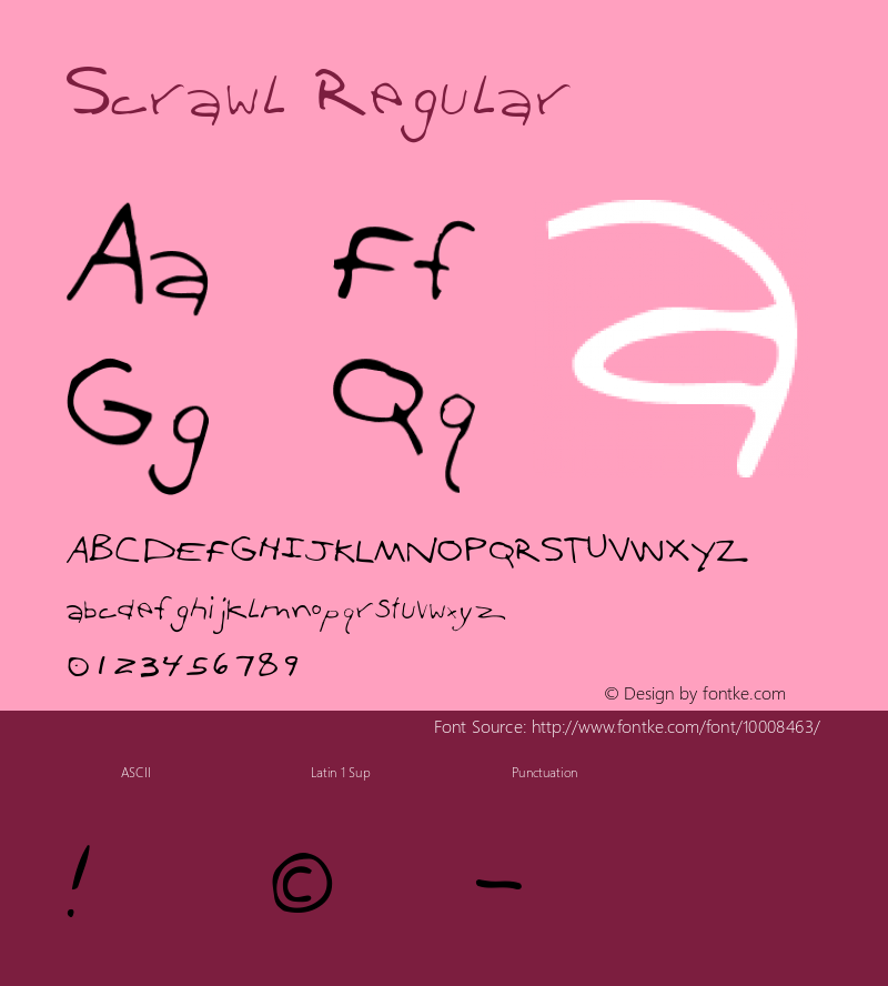 Scrawl Regular Altsys Fontographer 4.0.4D2 2/20/97 Font Sample