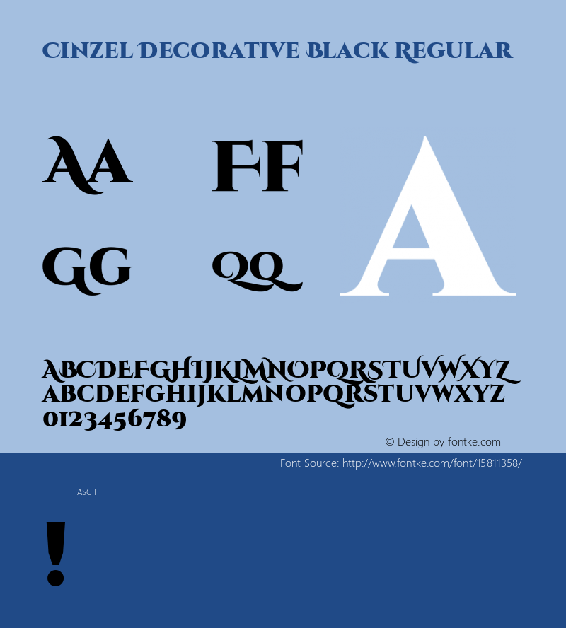 Cinzel Decorative Black Regular Version 1.001;PS 001.001;hotconv 1.0.56;makeotf.lib2.0.21325; ttfautohint (v1.4.1) Font Sample