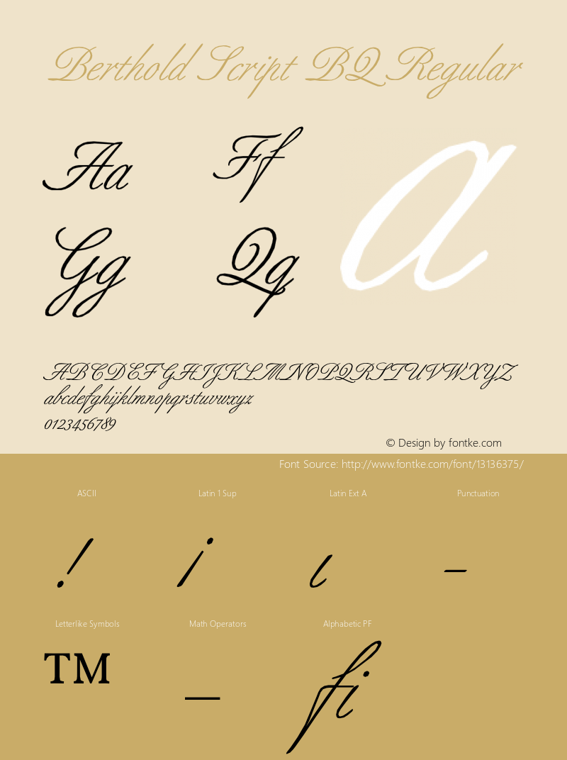 Berthold Script BQ Regular Version 001.000 Font Sample