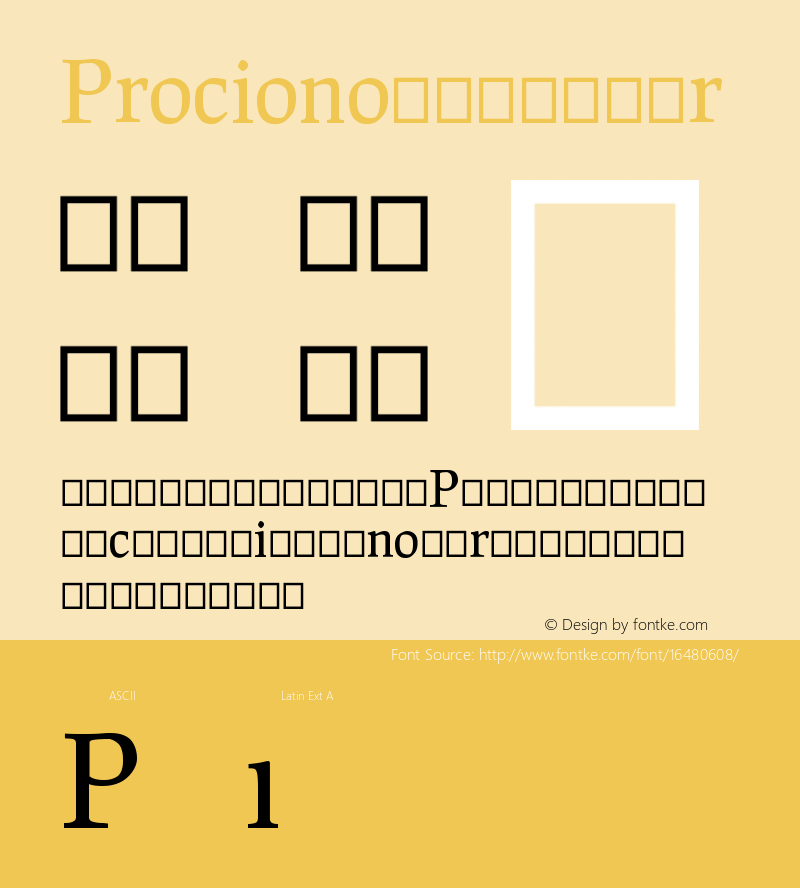 Prociono Regular Version 2.301 Font Sample