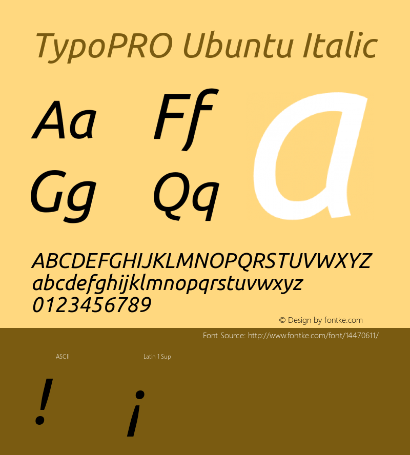 TypoPRO Ubuntu Italic Version 0.80 Font Sample