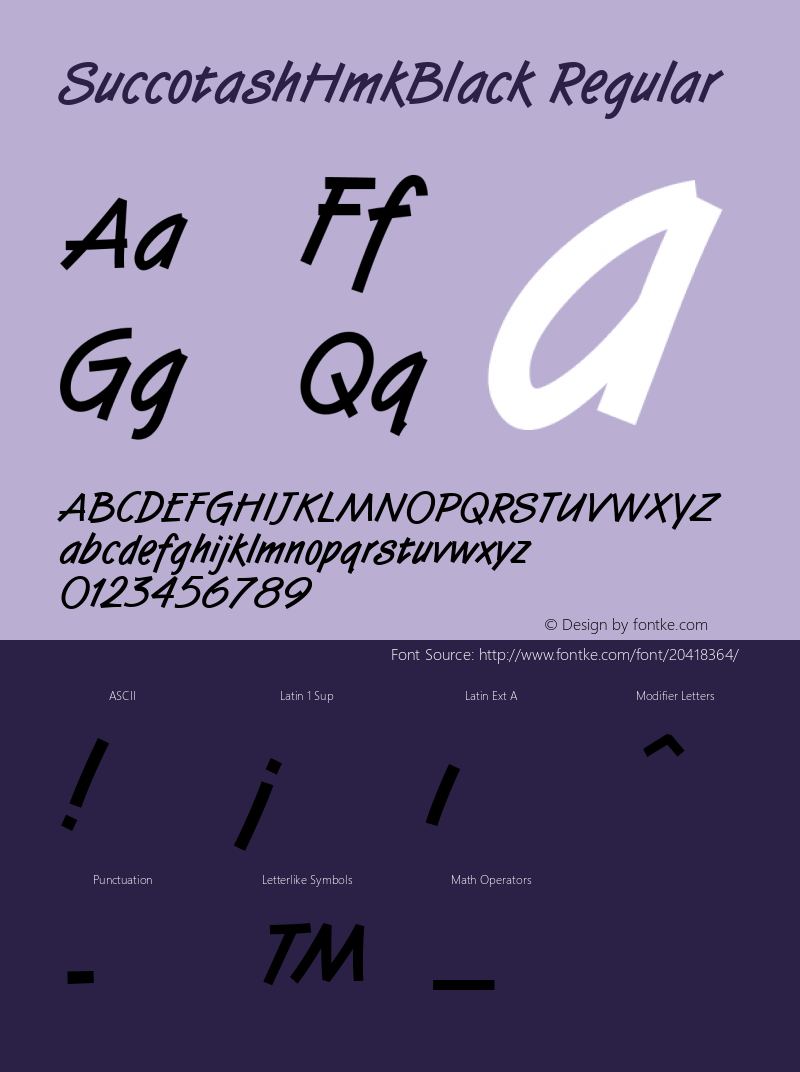 SuccotashHmkBlack Macromedia Fontographer 4.1.4 12/6/1999 Font Sample