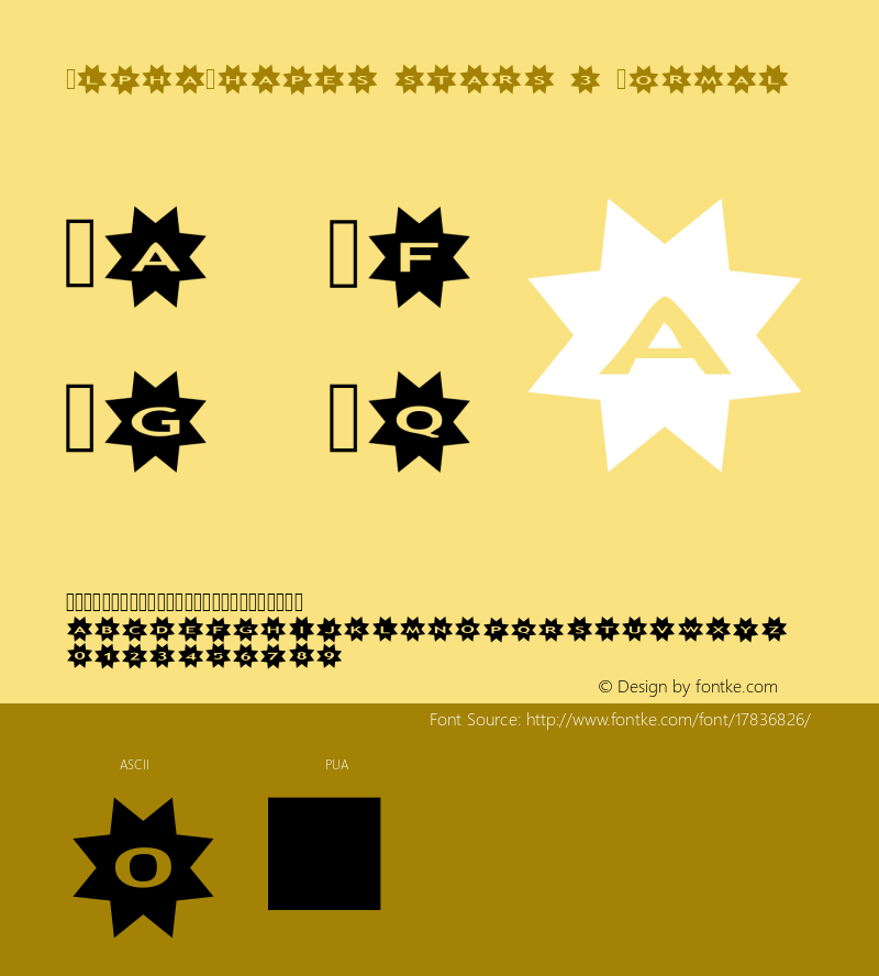 AlphaShapes stars 3 Normal 1.0 - October 2012 - freeware font Font Sample
