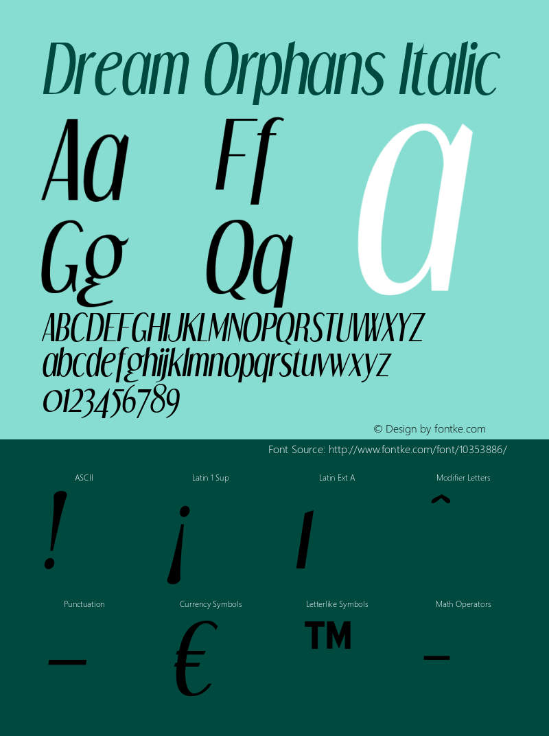 Dream Orphans Italic OTF 4.000;PS 001.001;Core 1.0.29 Font Sample