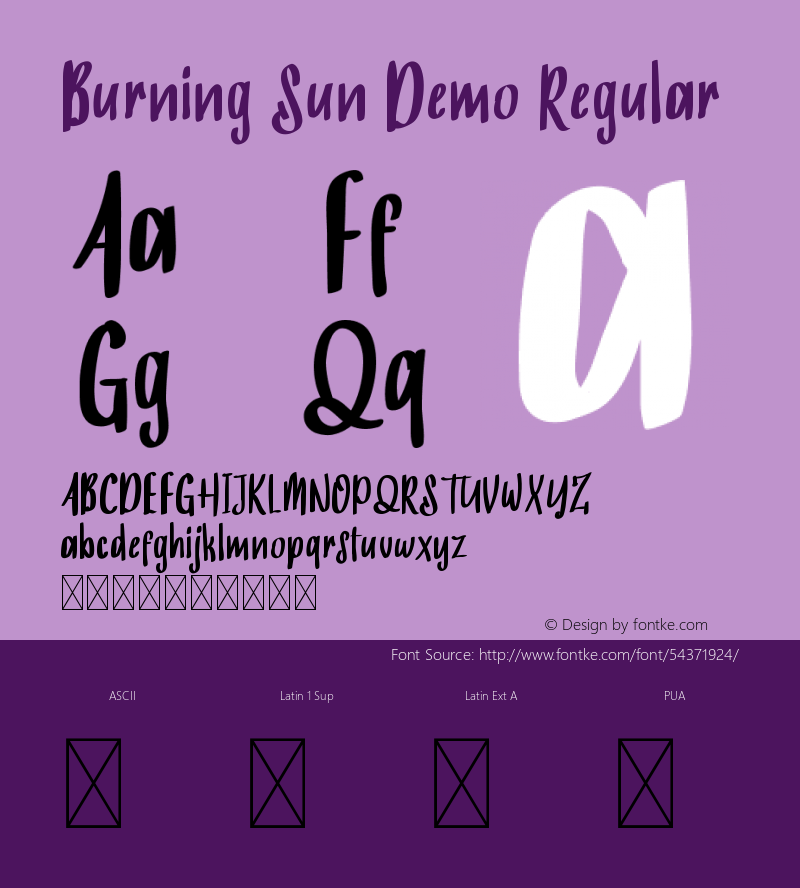 Burning Sun Demo Version 1.002;Fontself Maker 3.4.0 Font Sample