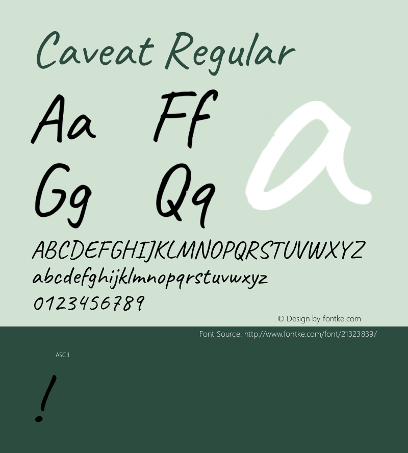 Caveat Regular  Font Sample