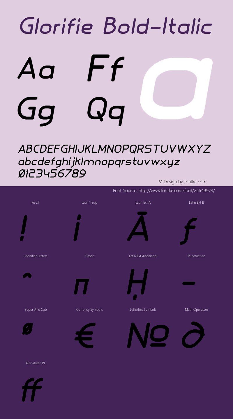 Glorifie-Bold-Italic Version 1.000 Font Sample