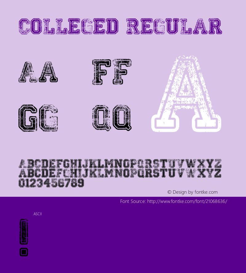 Colleged Version 1.00 December 25, 2010, initial release Font Sample