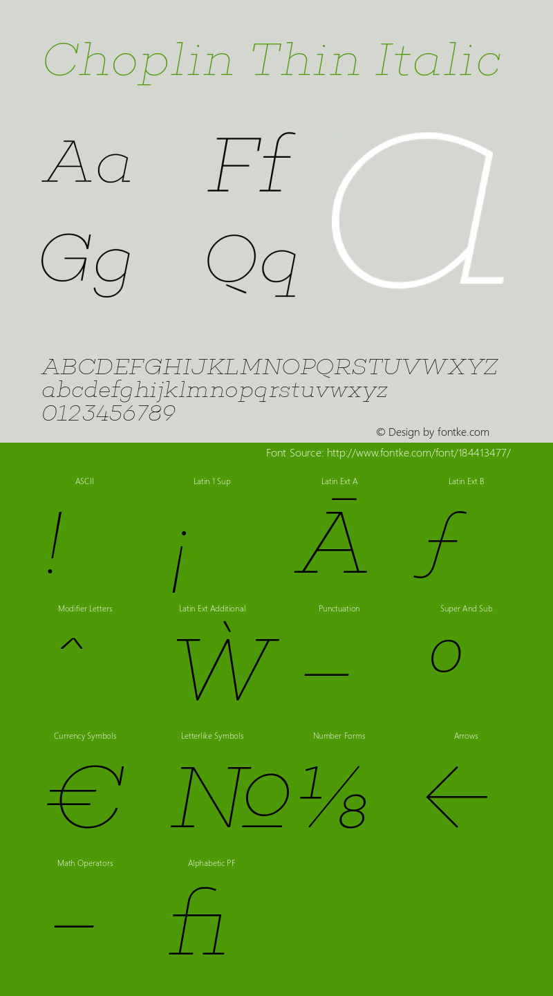 Choplin Thin Italic Version 1.000;PS 001.000;hotconv 1.0.70;makeotf.lib2.5.58329图片样张