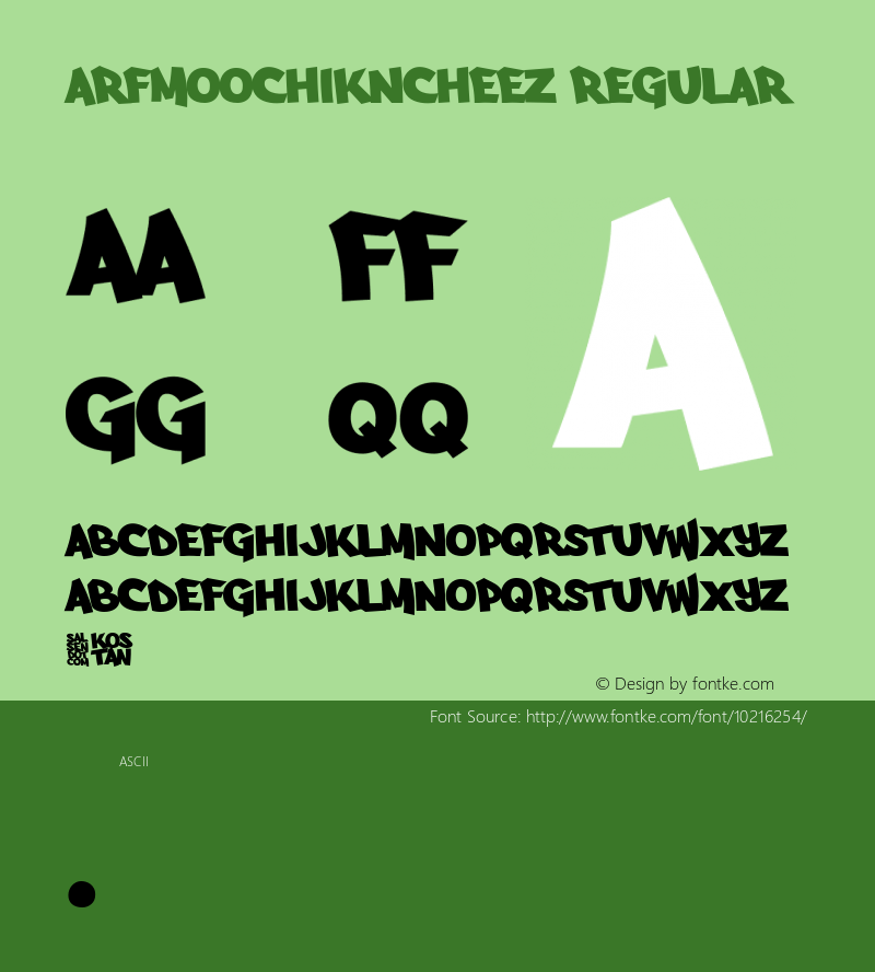 Arfmoochikncheez Regular Version 001.000 Font Sample