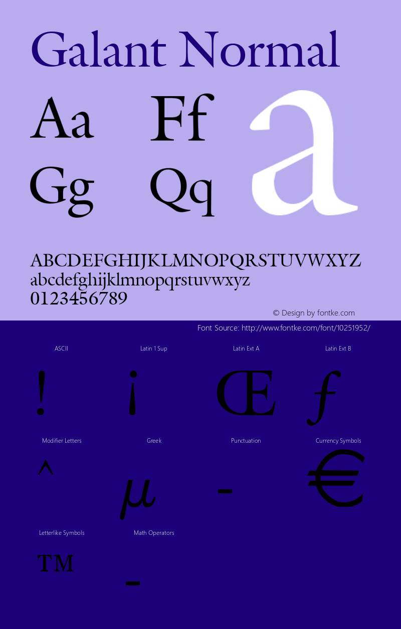 Galant Normal Altsys Fontographer 4.1 5/8/96 Font Sample