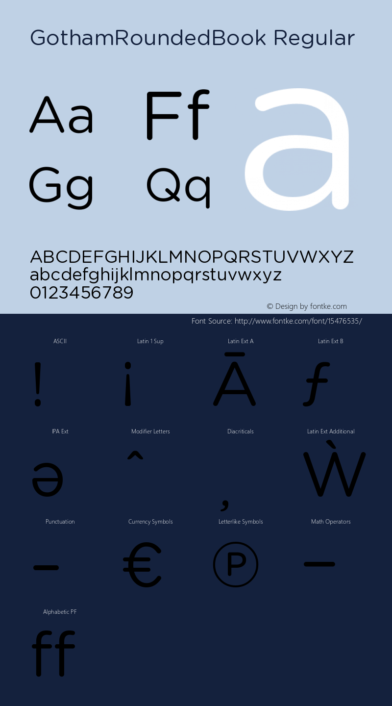 GothamRoundedBook Regular Version 1.200 Font Sample