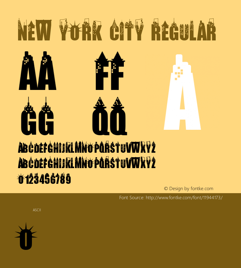 New York City Regular Version 1.00 March 30, 2009, initial release Font Sample