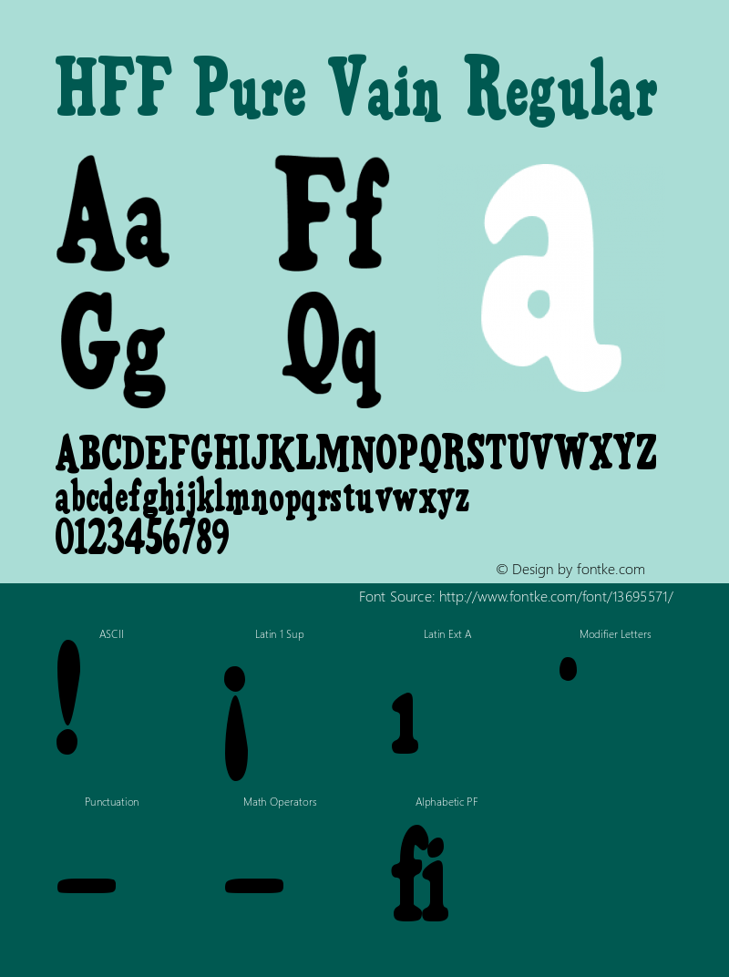 HFF Pure Vain Regular Version 1.1 Font Sample