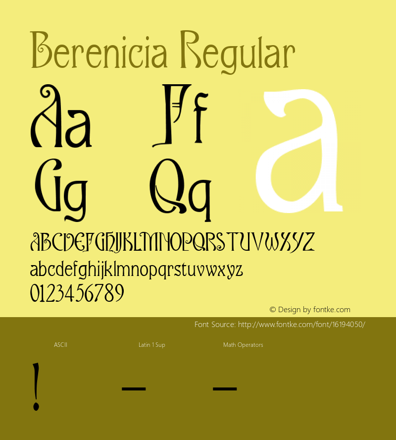 Berenicia Regular Version 4.70 Font Sample