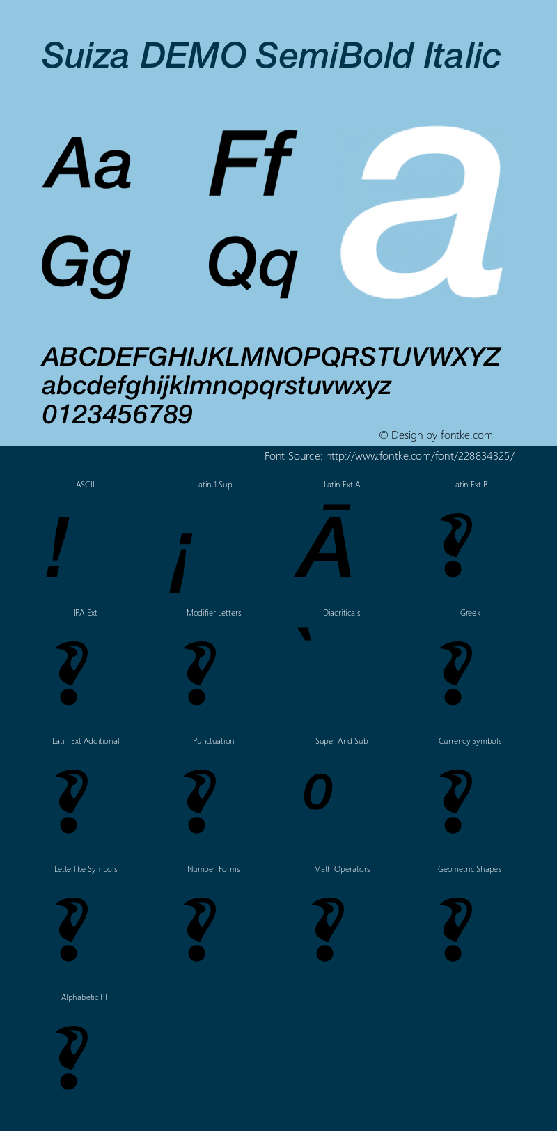 Suiza DEMO SemiBold Italic Version 10.006图片样张