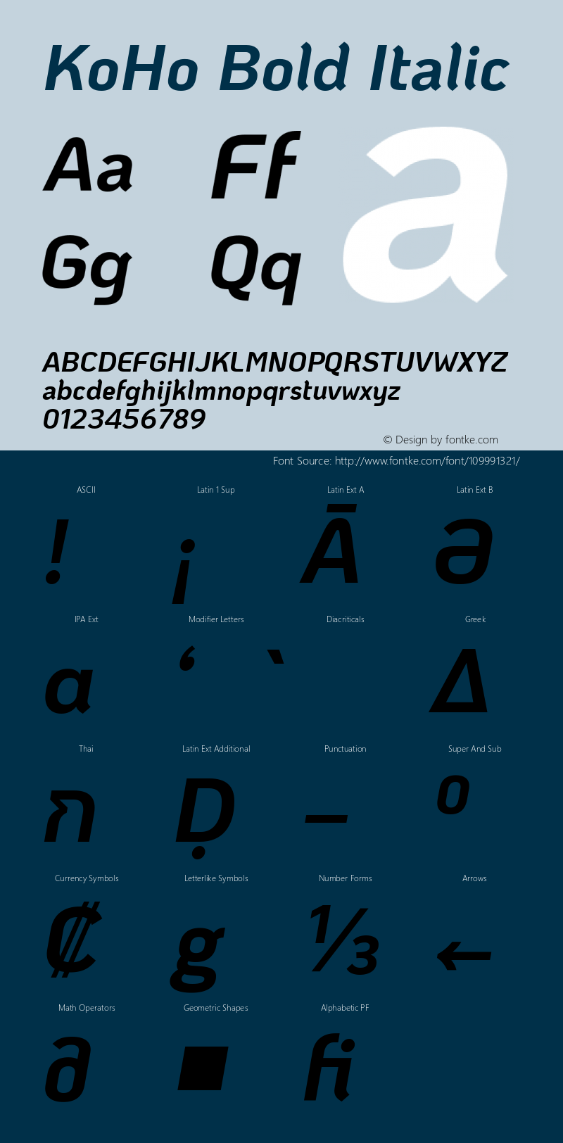 KoHo Bold Italic Version 1.000; ttfautohint (v1.6) Font Sample