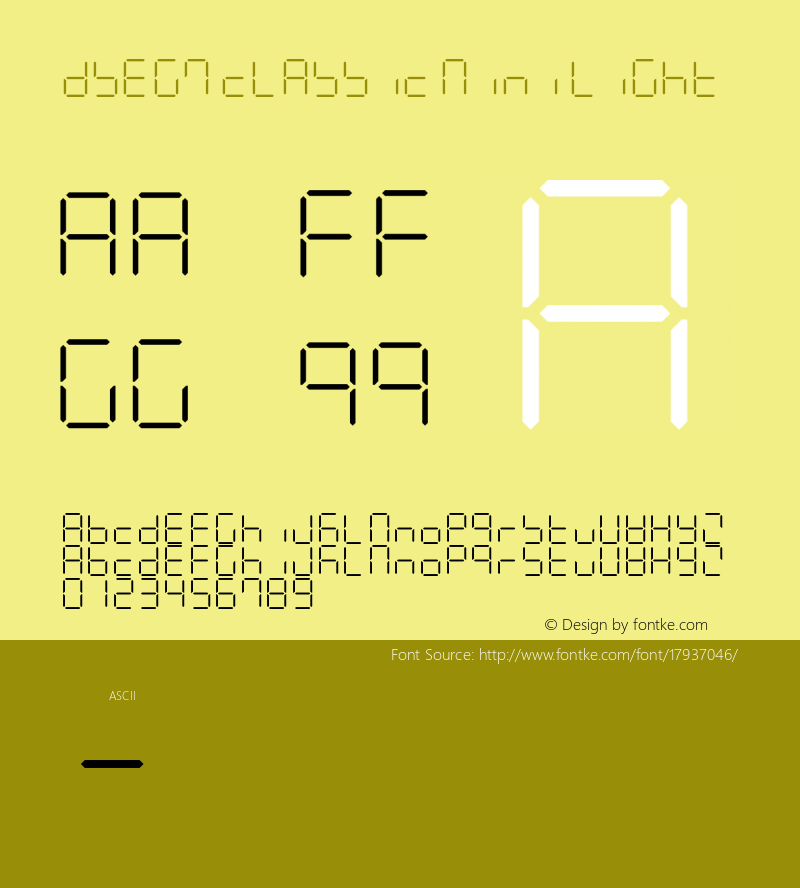 DSEG7 Classic Mini Light Version 0.2 Font Sample