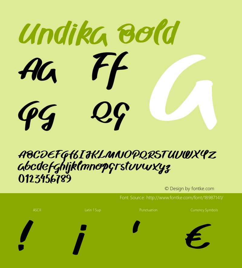 Undika Bold Version 1.000;PS 001.001;hotconv 1.0.56 Font Sample