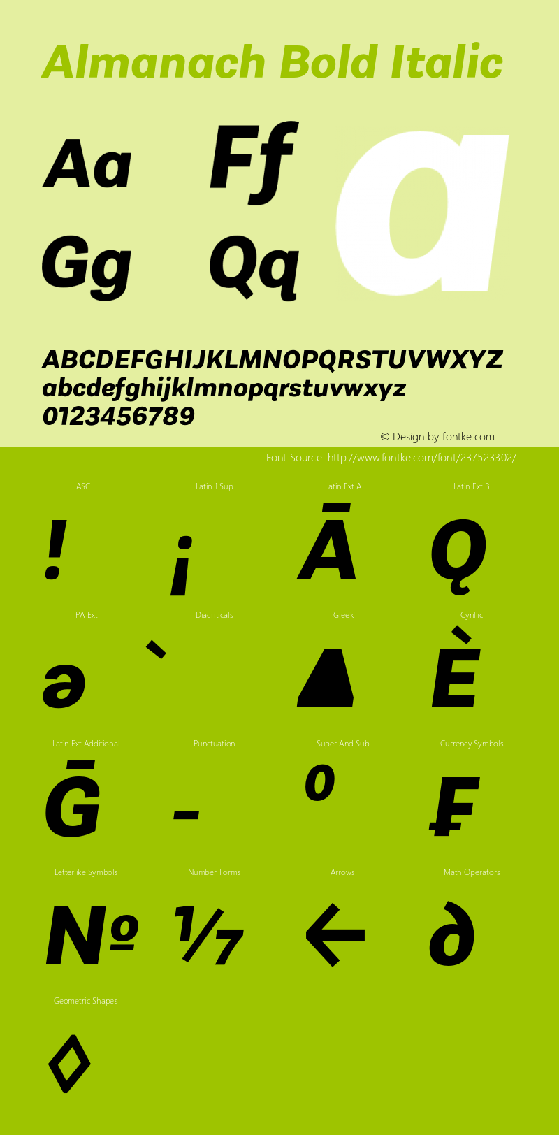 Almanach Bold Italic Version 1.002;hotconv 1.0.109;makeotfexe 2.5.65596图片样张