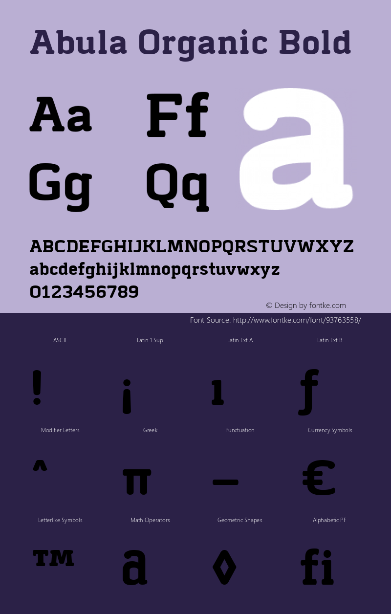 Abula Organic Bold 1.000 Font Sample