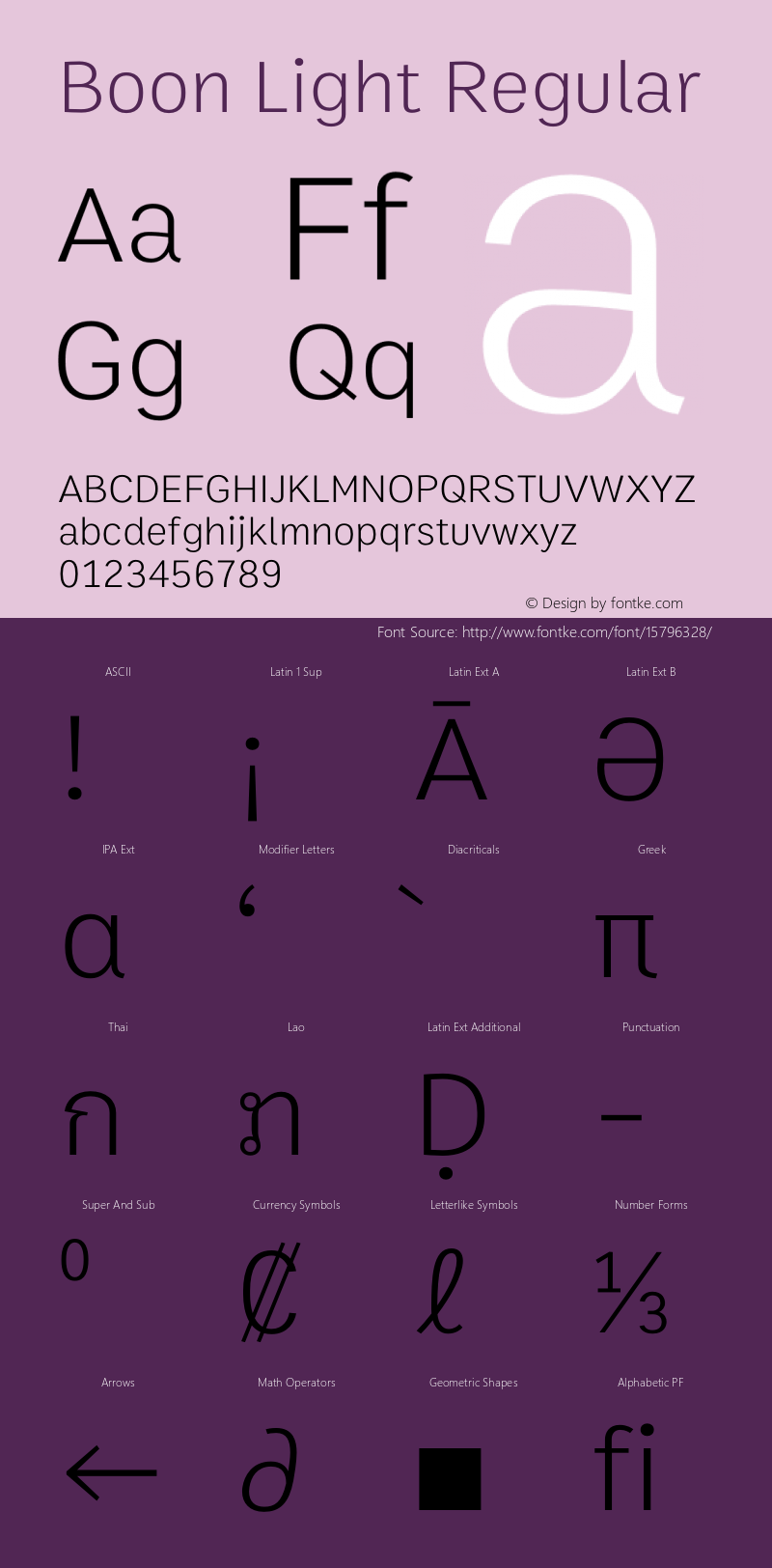 Boon Light Regular Version 1.0 Font Sample