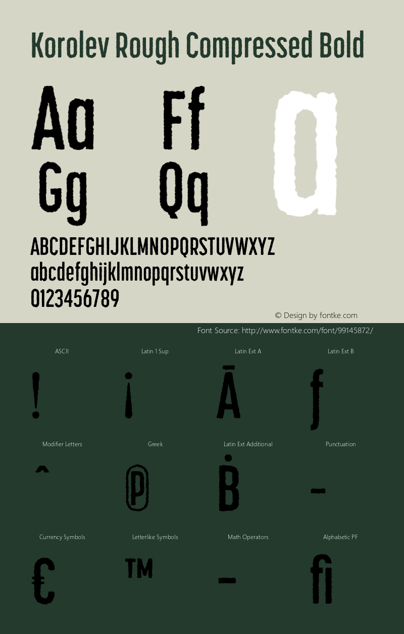 Korolev Rough Compressed Bold Version 1.000;PS 001.000;hotconv 1.0.88;makeotf.lib2.5.64775 Font Sample