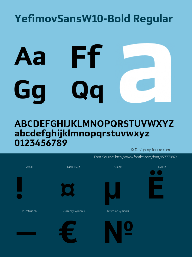 YefimovSansW10-Bold Regular Version 1.00 Font Sample