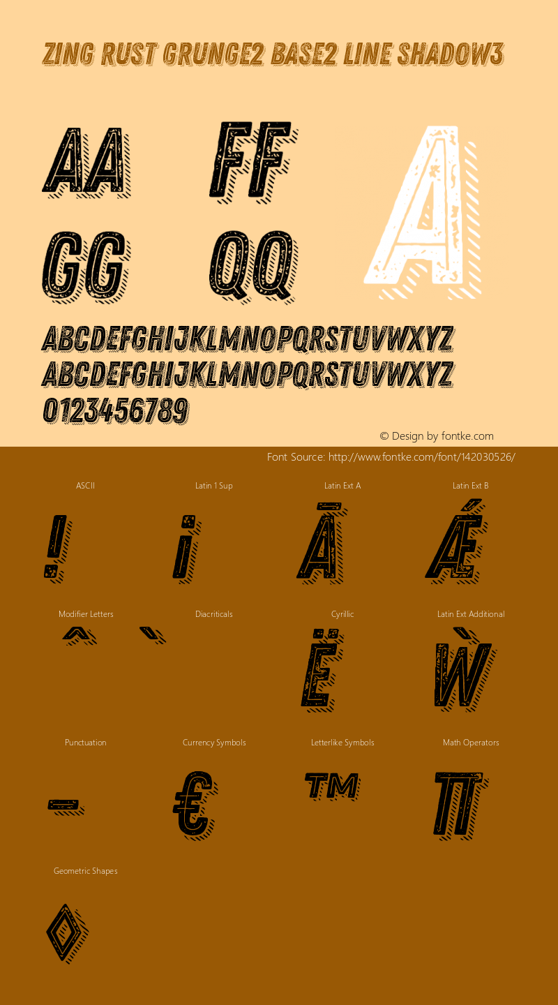 Zing Rust Grunge2 Base2 Line Shadow3 Version 1.000 Font Sample