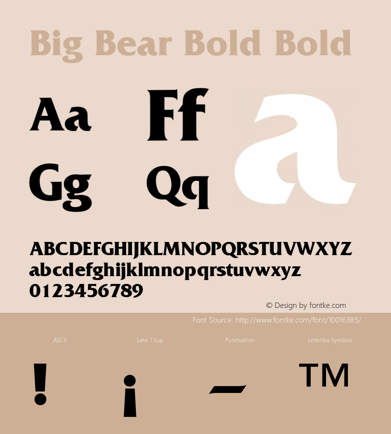 Big Bear Bold Bold Unknown Font Sample