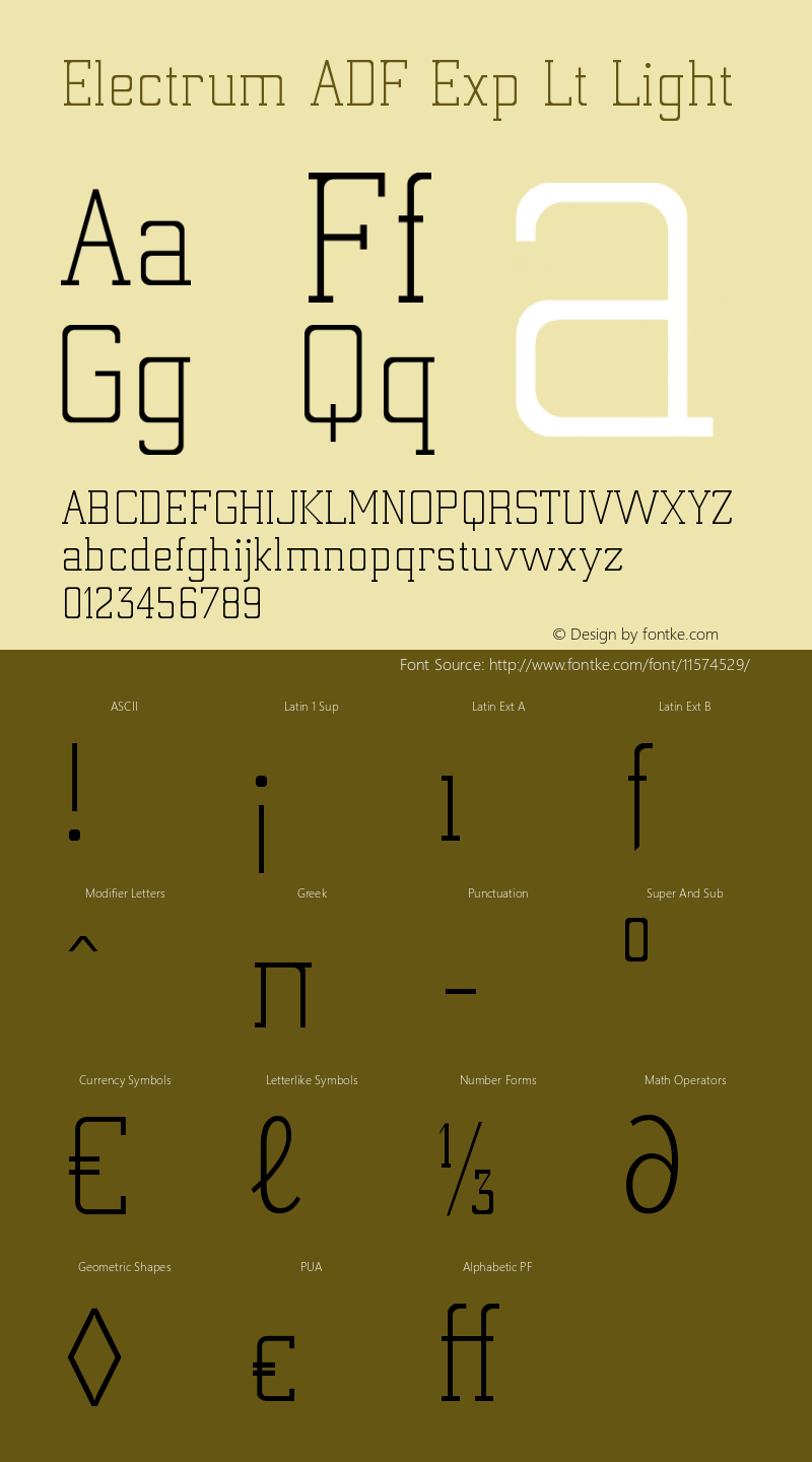 Electrum ADF Exp Lt Light Version 1.005 Font Sample