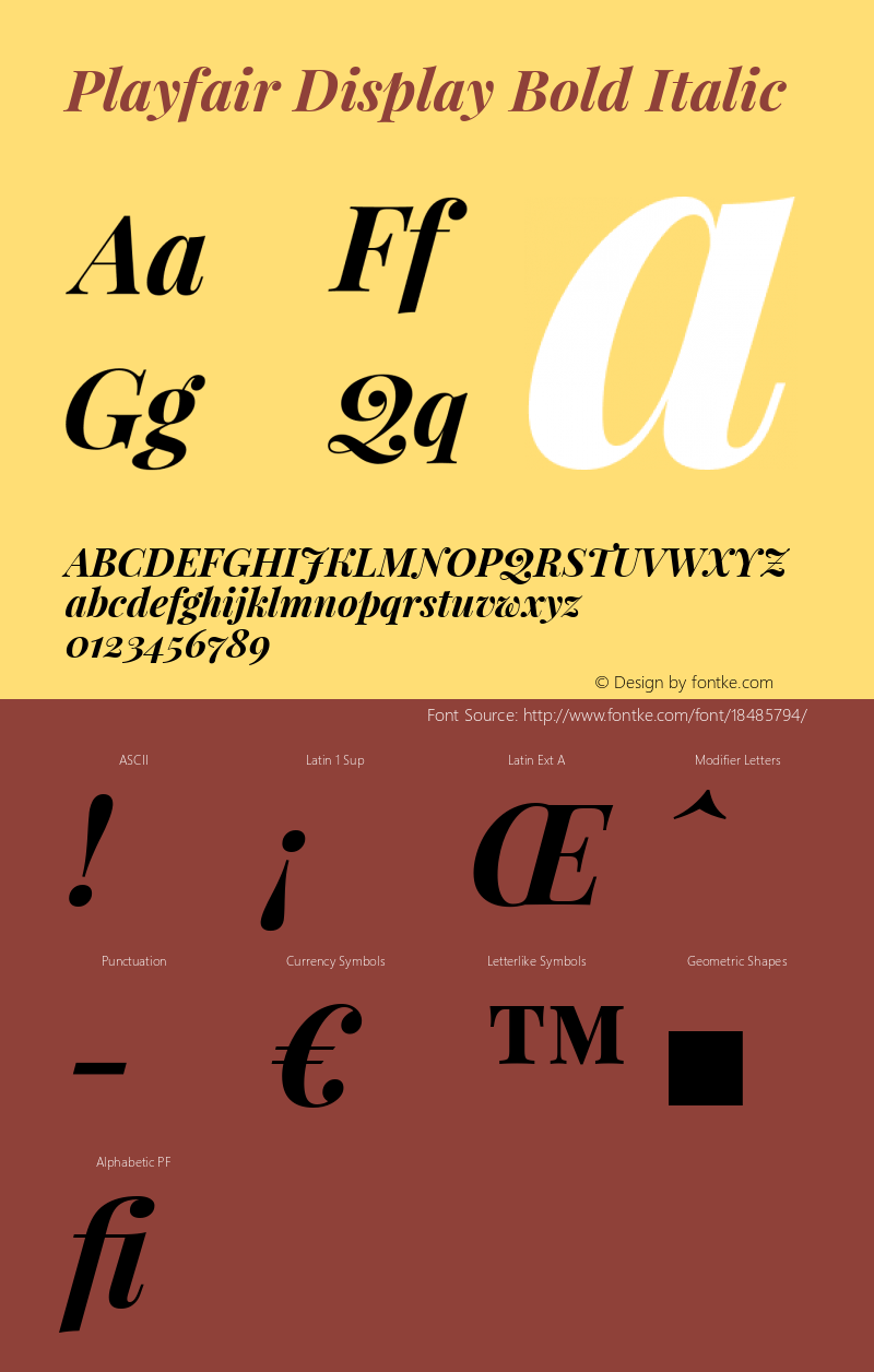 Playfair Display Bold Italic Version 1.004;PS 001.004;hotconv 1.0.70;makeotf.lib2.5.58329 Font Sample