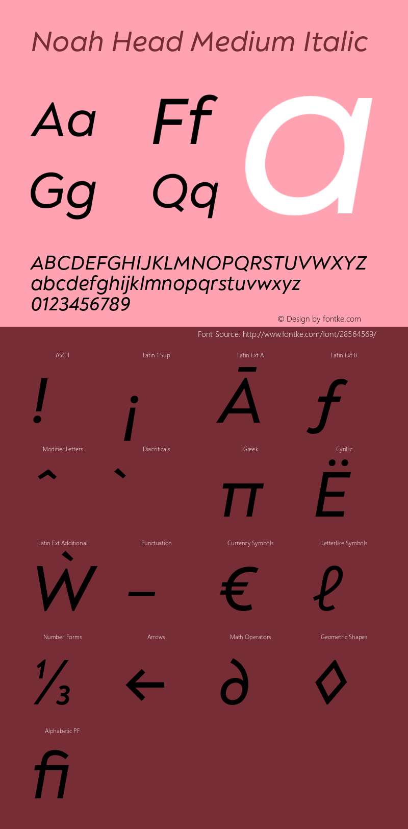 Noah Head Medium Italic Version 1.000;PS 001.000;hotconv 1.0.88;makeotf.lib2.5.64775 Font Sample