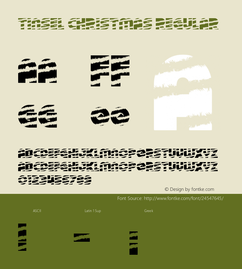 Tinsel Christmas Version 1.00;November 3, 2017;FontCreator 11.0.0.2408 64-bit Font Sample