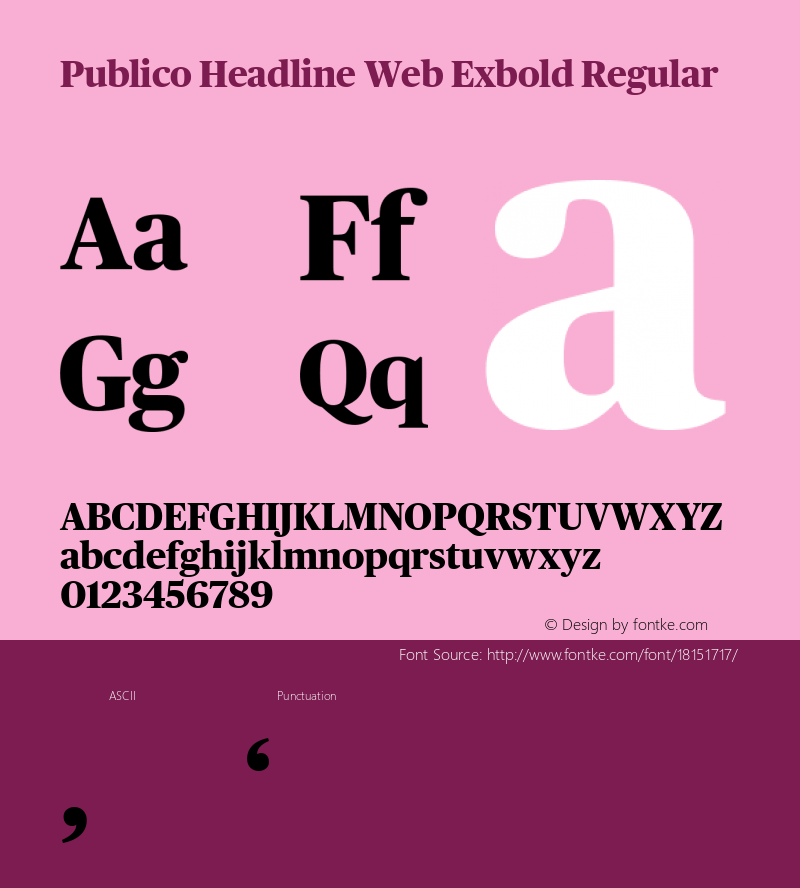 Publico Headline Web Exbold Regular Version 002.001 2011 Font Sample