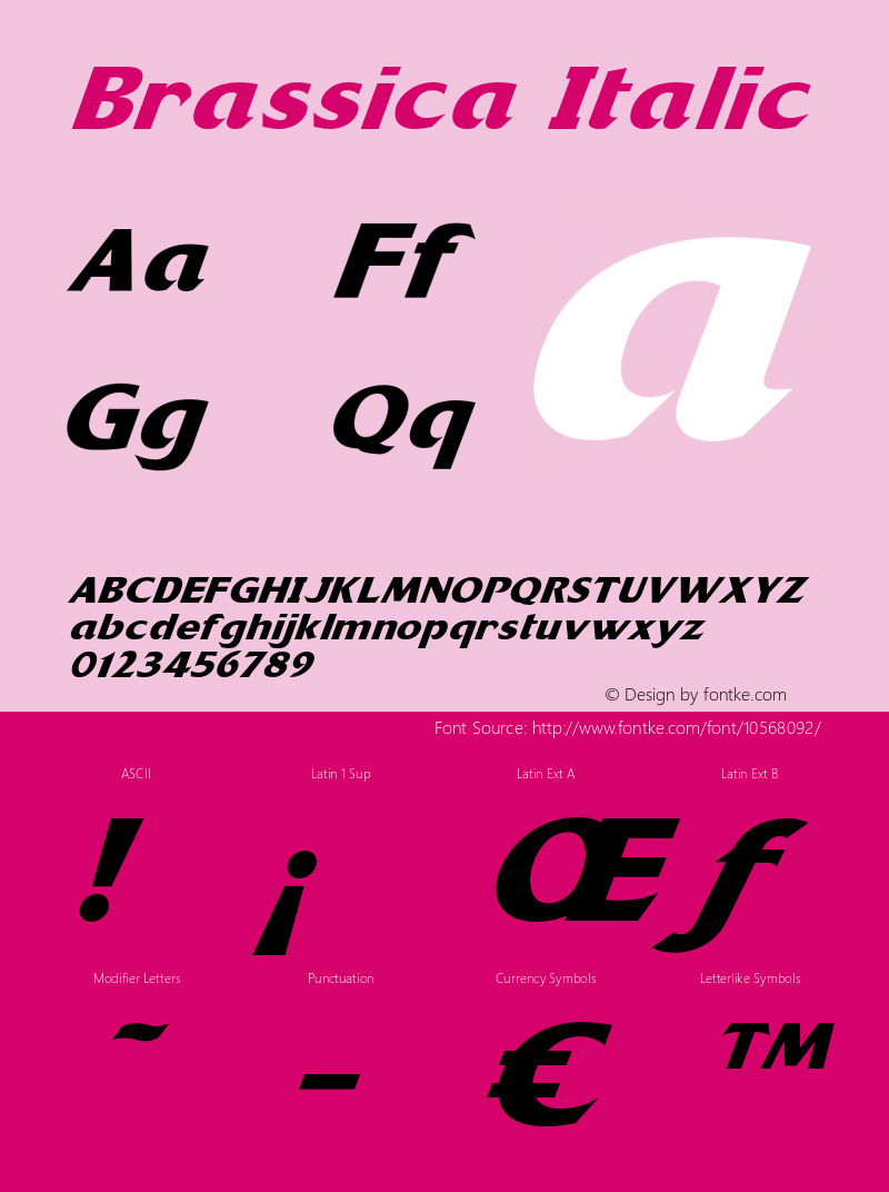 Brassica Italic Version 1.000 Font Sample