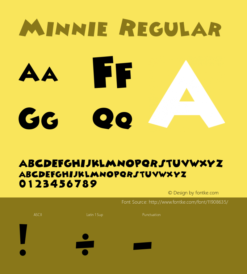 Minnie Regular Altsys Fontographer 4.0.4D2 10/13/94 Font Sample