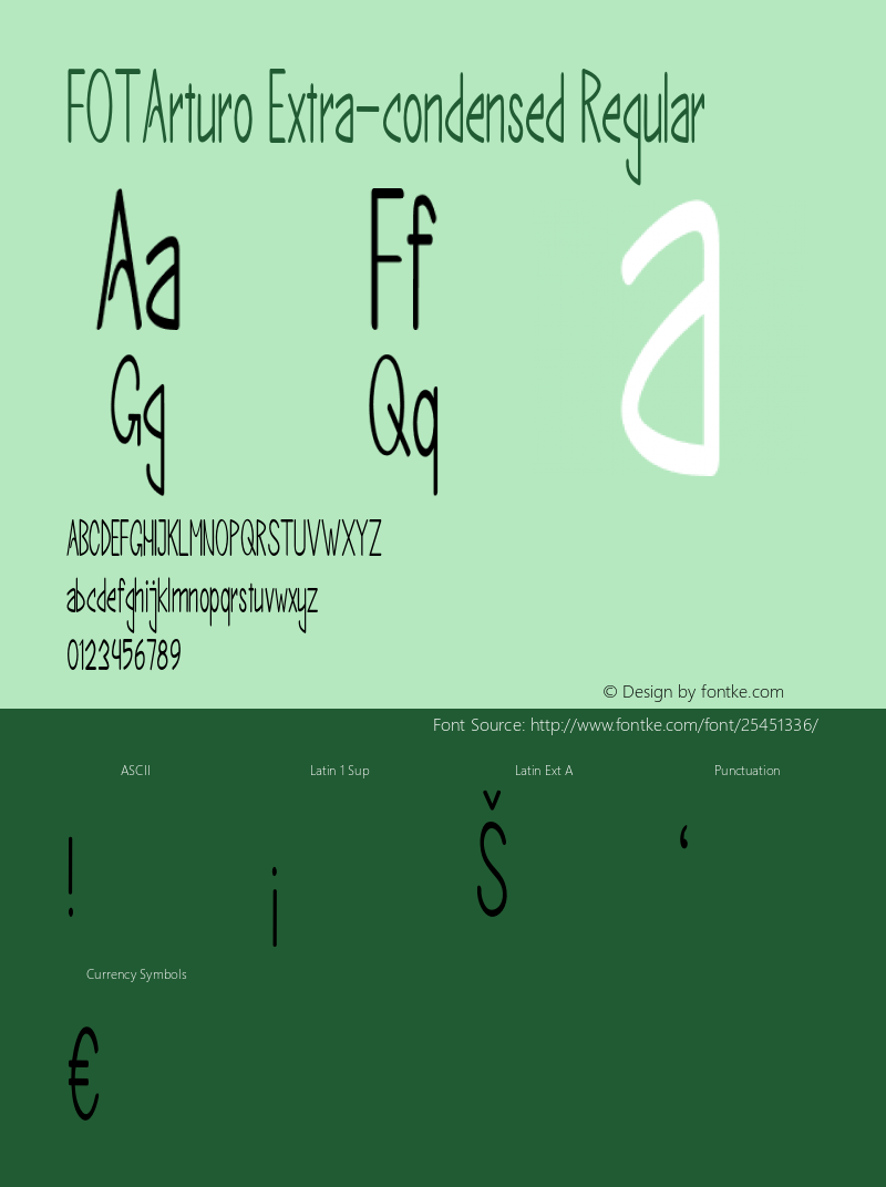 FOTArturo-ExtracondensedRegular Version 1.000 Font Sample