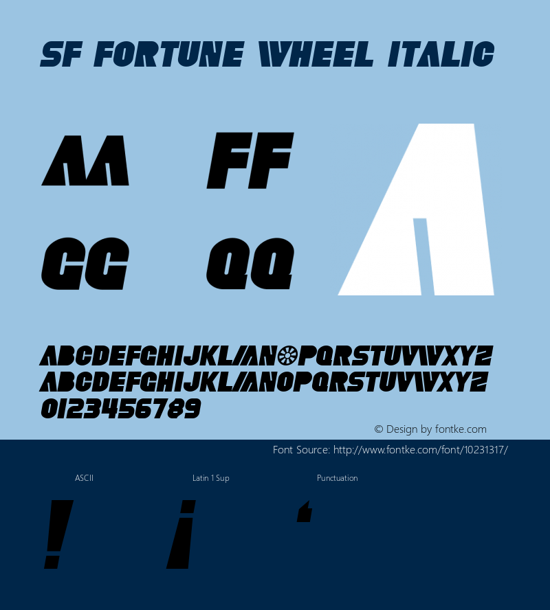 SF Fortune Wheel Italic 1.0 Font Sample