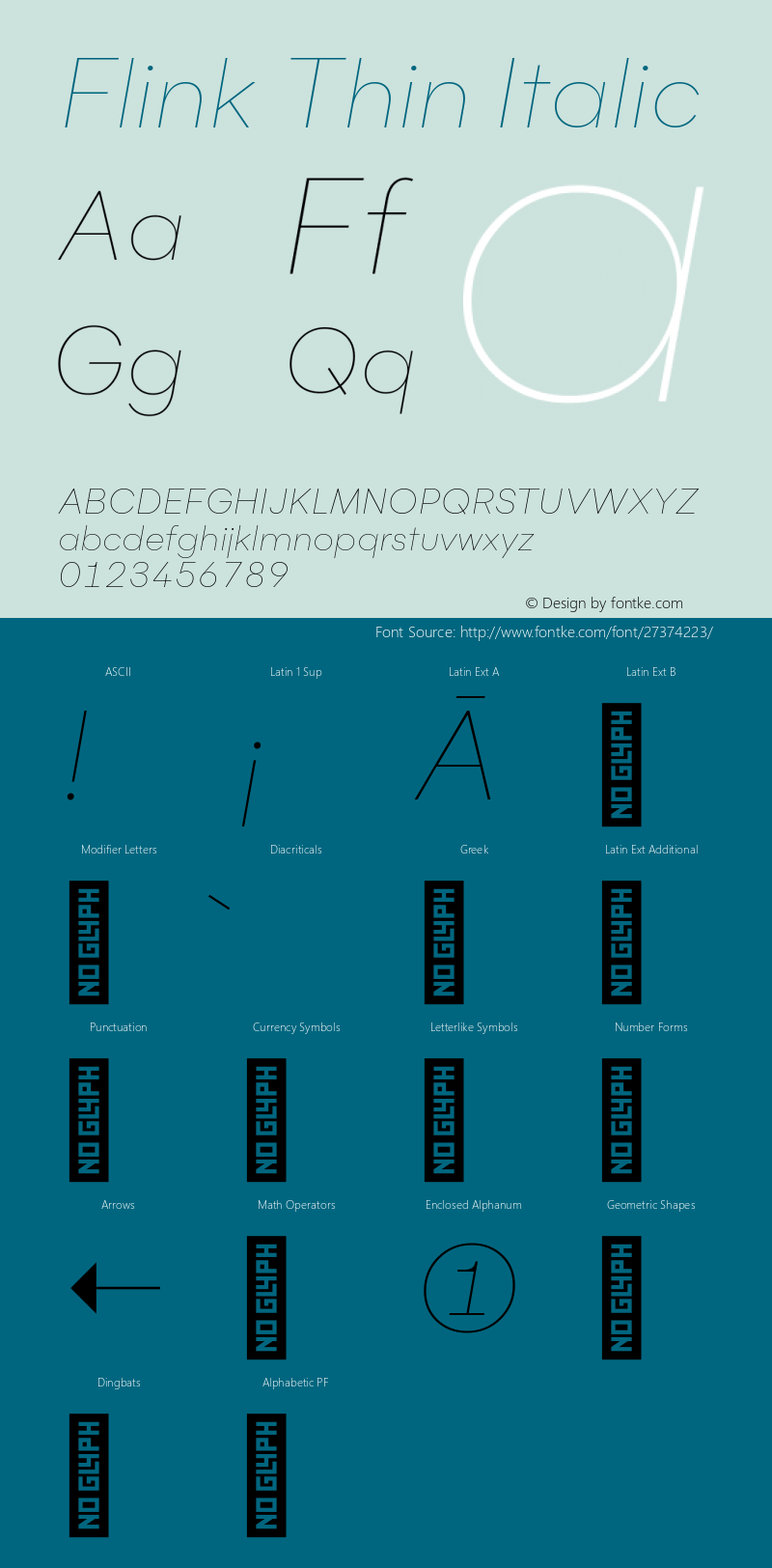 Flink Thin Italic Version 1.000;PS 001.000;hotconv 1.0.88;makeotf.lib2.5.64775;YWFTv17 Font Sample