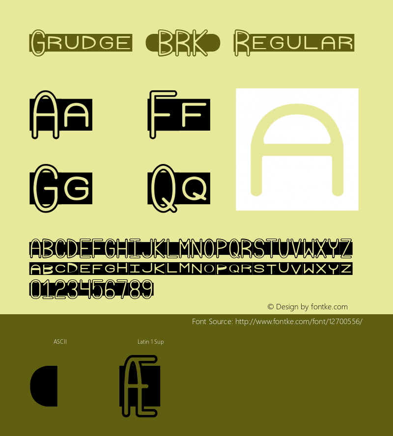 Grudge (BRK) Regular Version 2.01 Font Sample