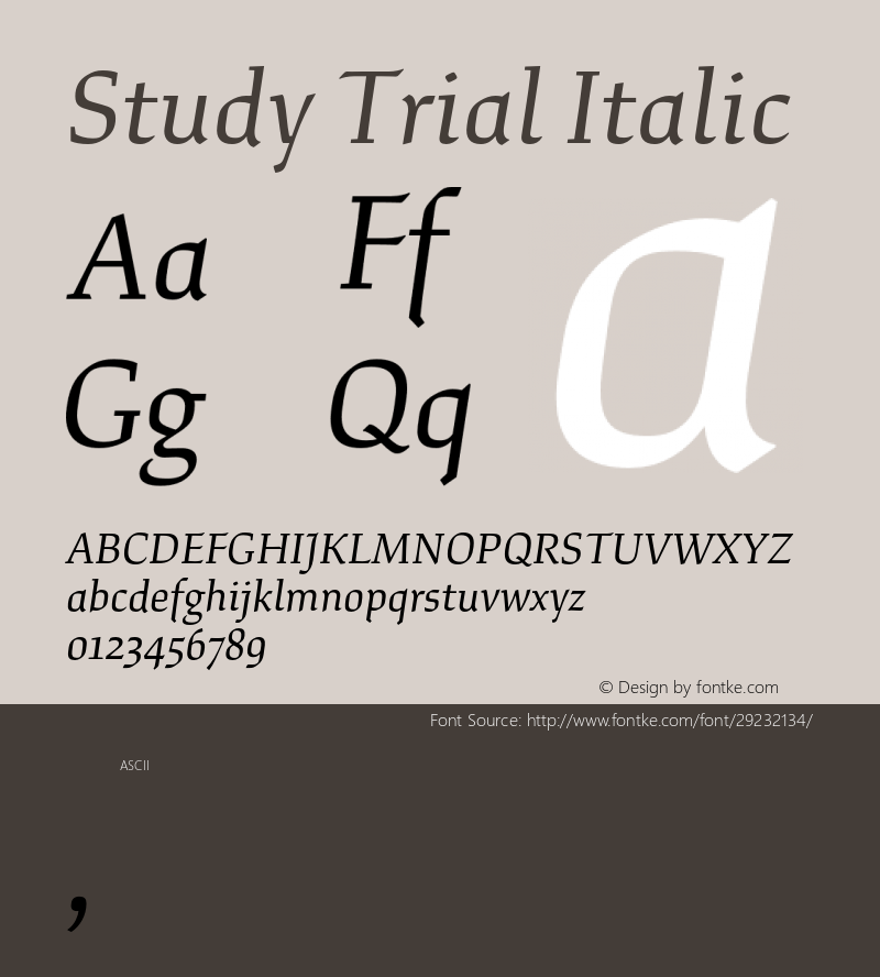 Study Trial Italic Version 1.020;hotconv 1.0.109;makeotfexe 2.5.65596 Font Sample