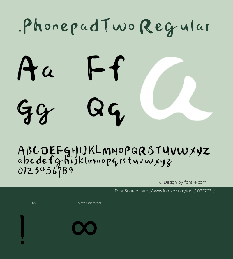 .PhonepadTwo Regular 6.1d5e1 Font Sample