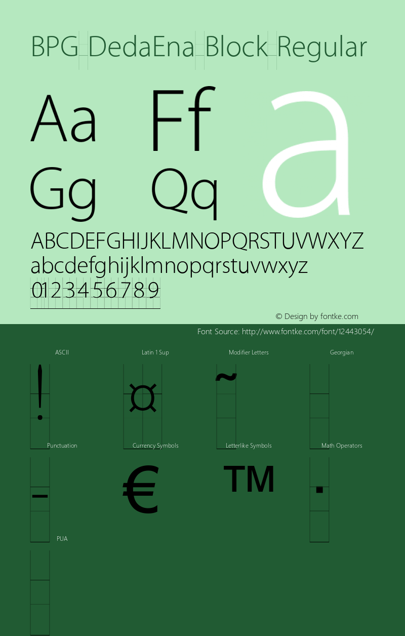 BPG DedaEna Block Regular Version 3.005 2005 Font Sample