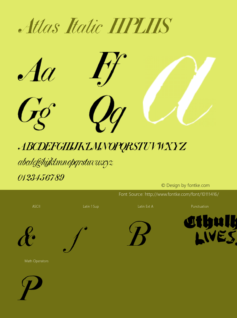 Atlas Italic HPLHS Macromedia Fontographer 4.1.4 10/9/02 Font Sample