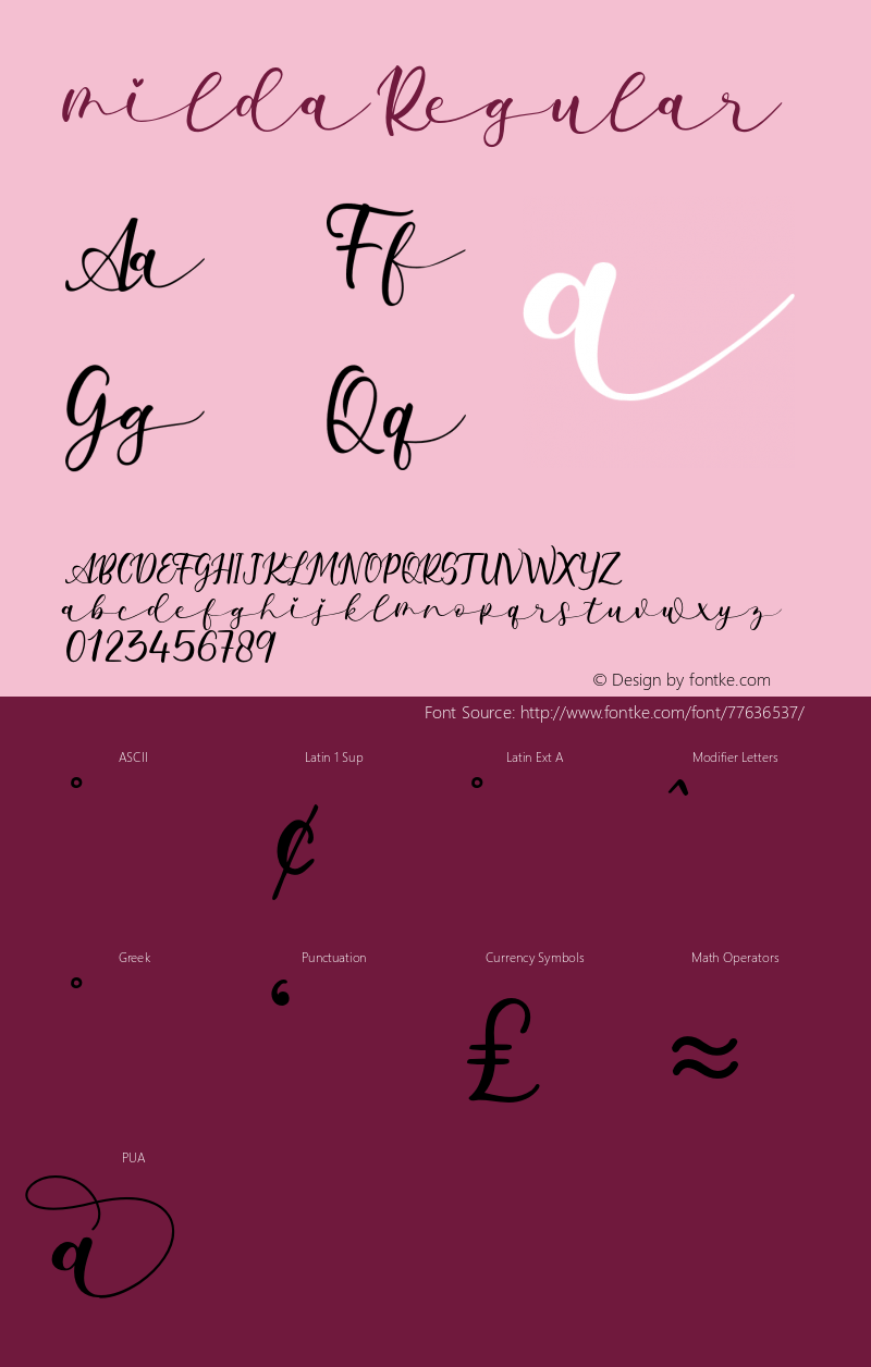 milda Version 1.00;July 26, 2020;FontCreator 13.0.0.2678 64-bit Font Sample