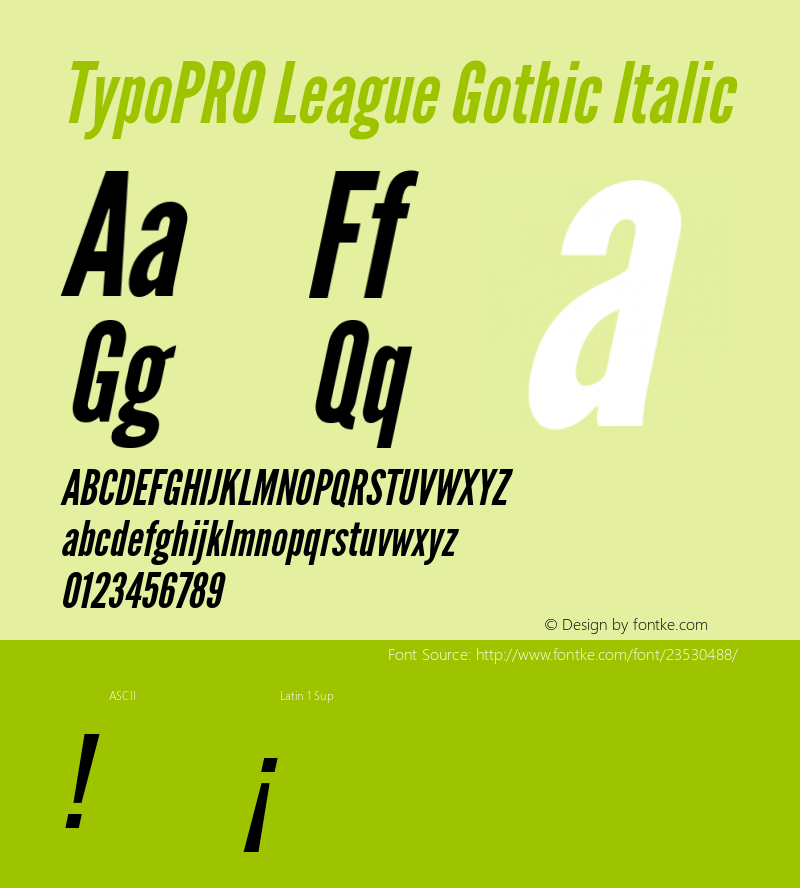 TypoPRO League Gothic Italic Version 1.001;PS 001.001;hotconv 1.0.56;makeotf.lib2.0.21325 Font Sample