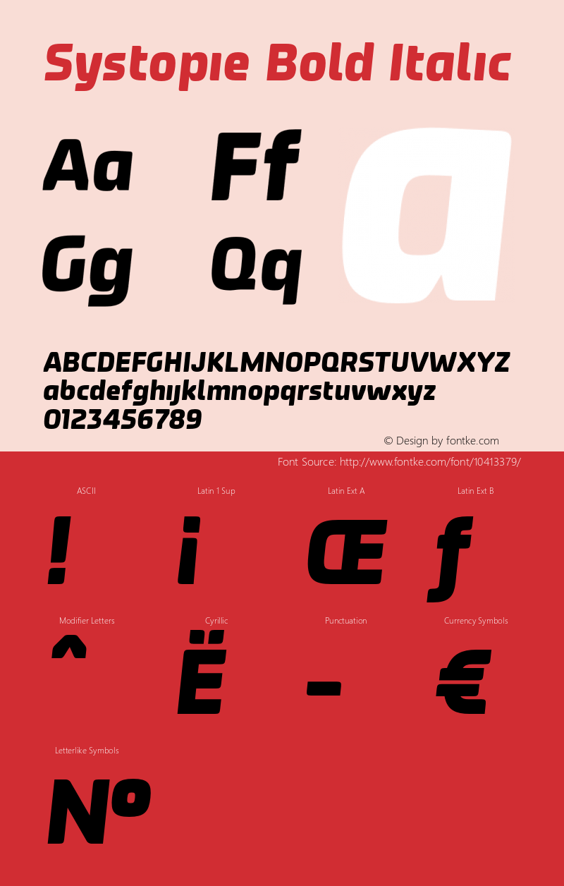 Systopie Bold Italic Version 1.00 Font Sample